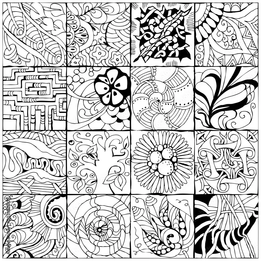 Hand drawn zentangle background for coloring page Stock Vector | Adobe