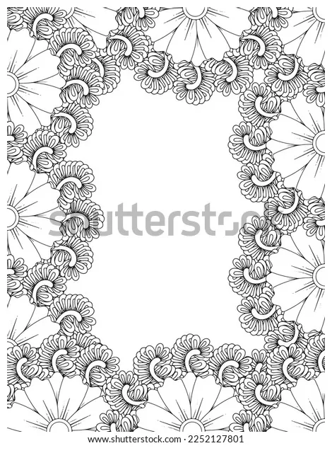 Zentangle doodle floral borders coloring page stock vector royalty