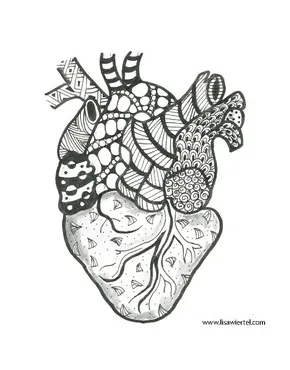 Zentangle Heart Coloring Page by Lisa B Wiertel Original Art | TPT