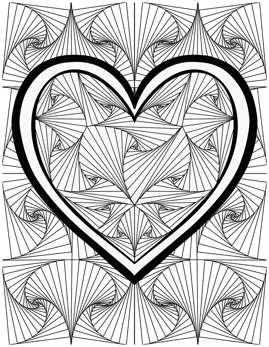 INSTANT DOWNLOAD Coloring Page, Zentangle Heart Coloring Page, Doodle