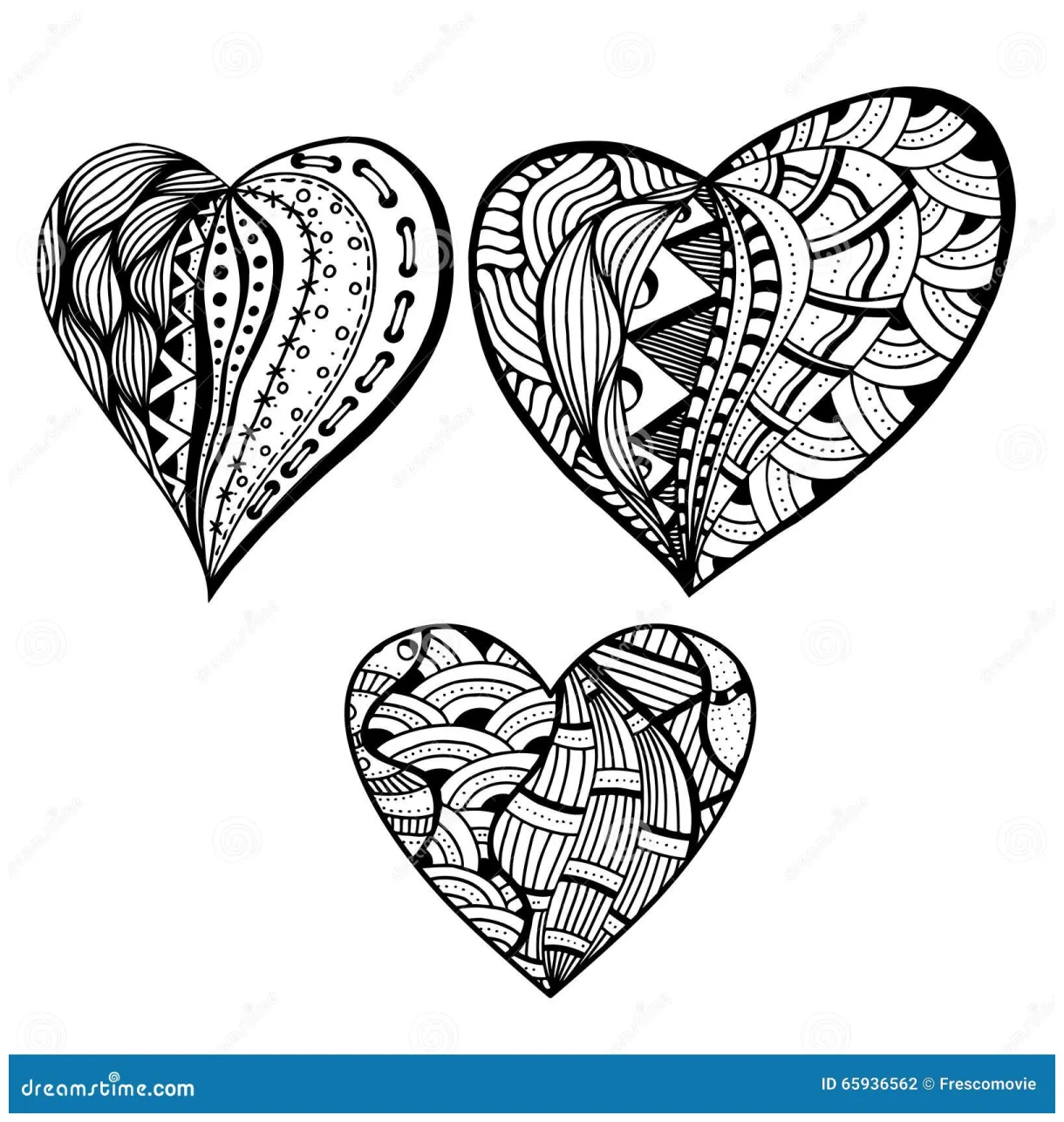 Zentangle style hearts stock vector. Illustration of ornate - 65936562