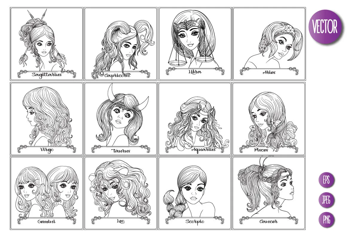 Zodiac coloring pages
