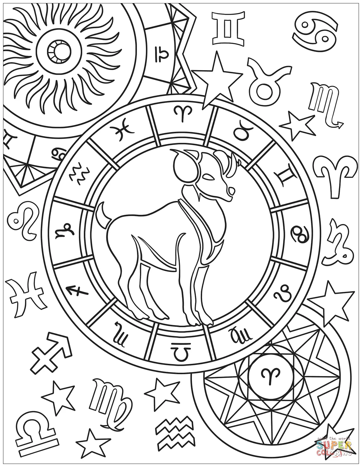 Zodiac free coloring pages