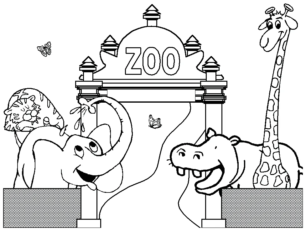 Empty zoo cage coloring page coloring pages