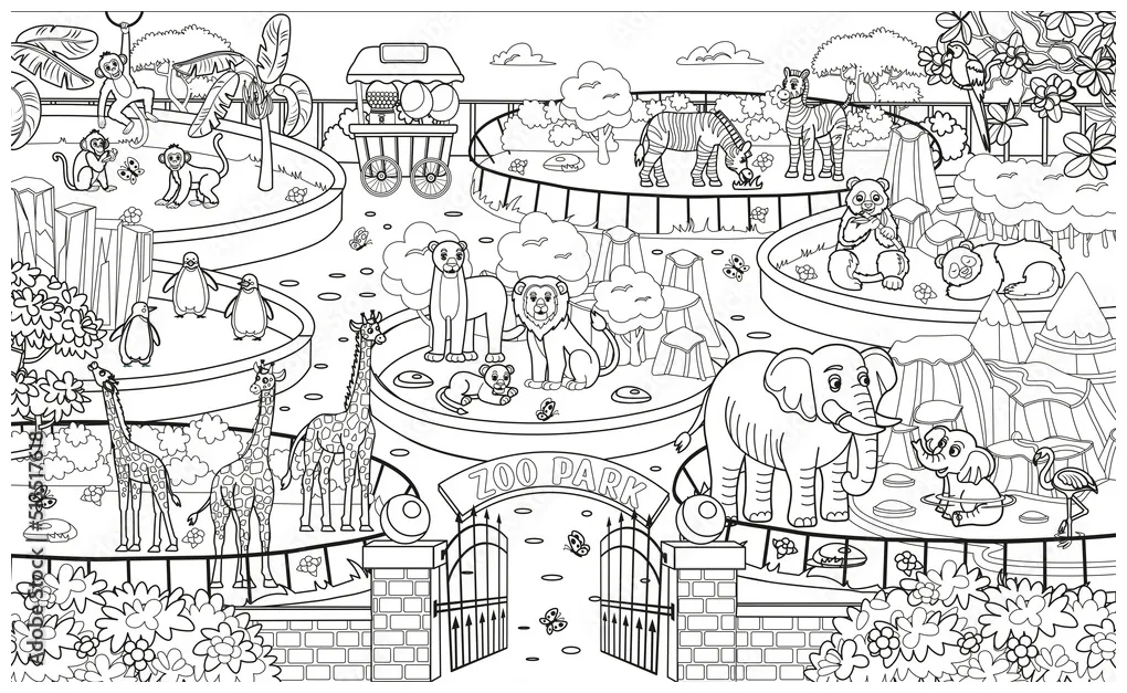 At the zoo coloring pages