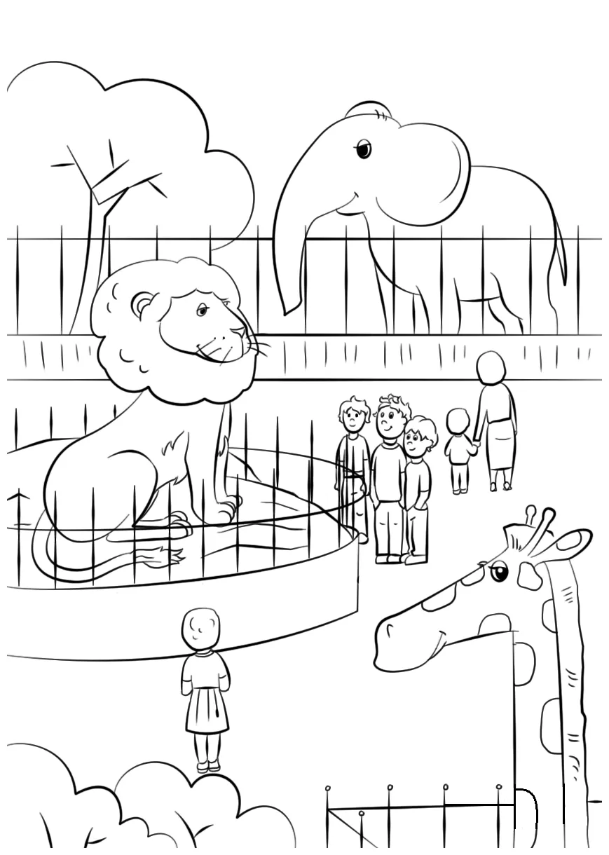Zoo animals coloring page free printable coloring pages for kids