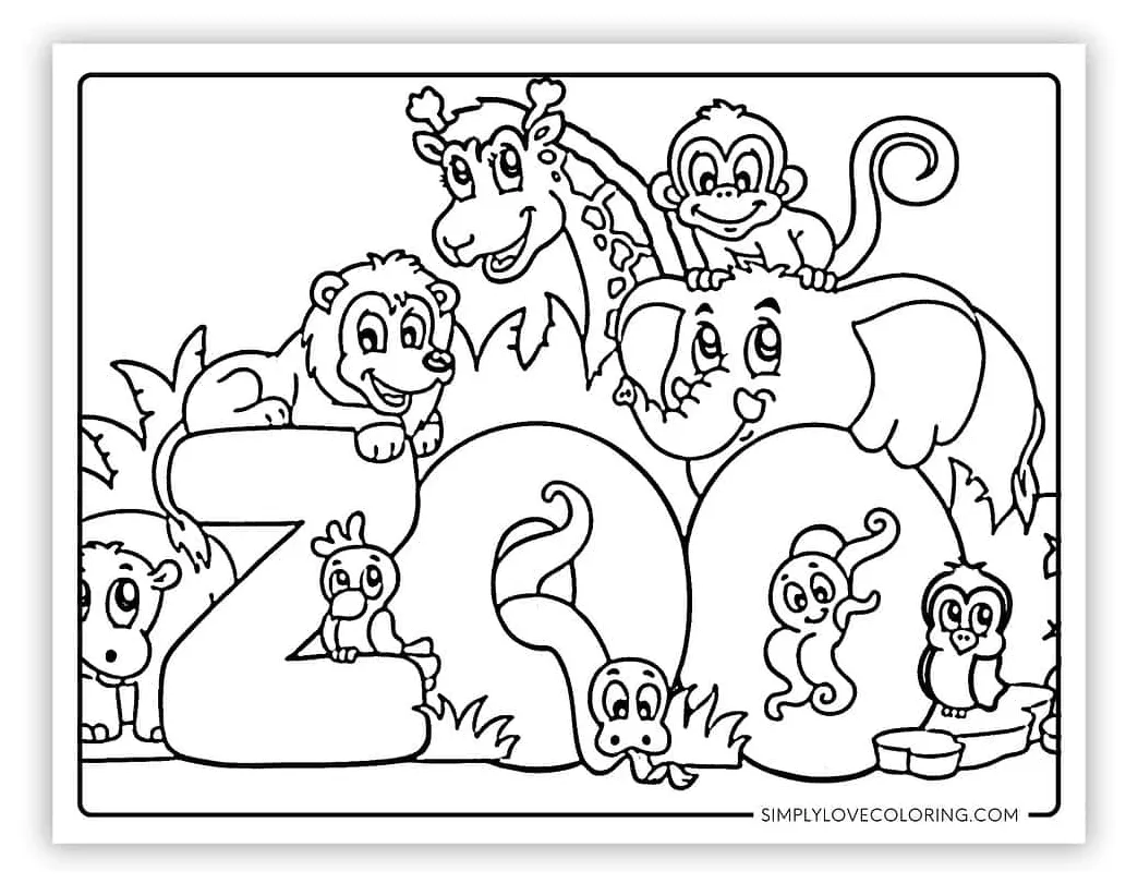 Zoo entrance coloring page zoo coloring pages stock vector