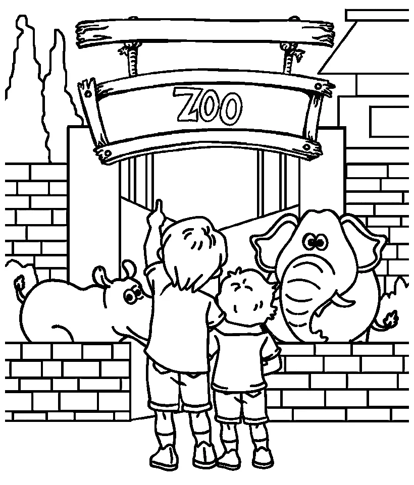 Zoo entrance coloring page free printable coloring pages