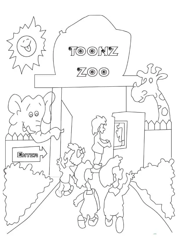 Zoo entrance coloring page download, print or color online for free