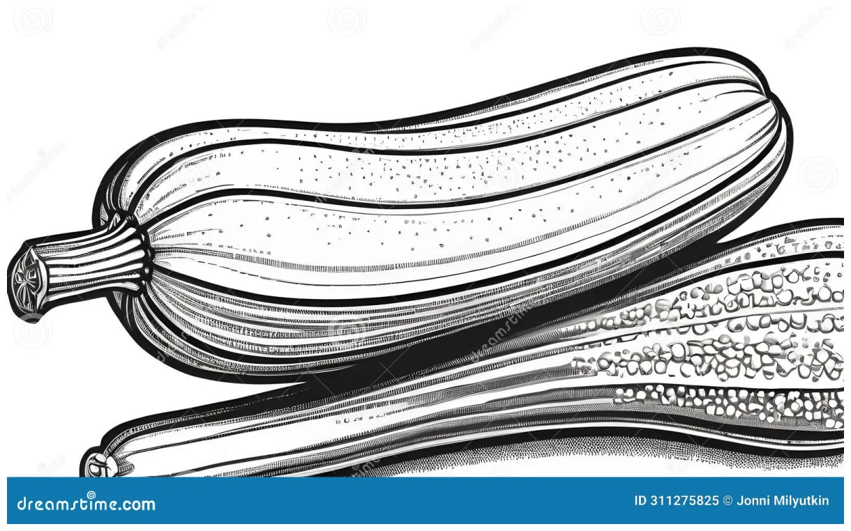 Coloring page zucchini, coloring book style, stock illustration